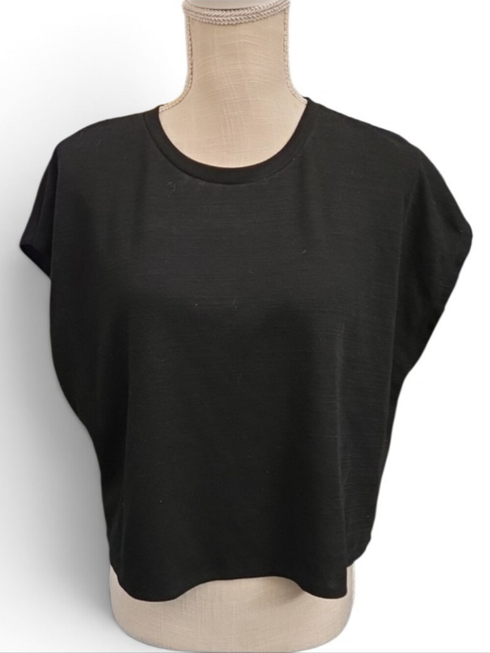 Zara Black Cropped Boxy Tee Top